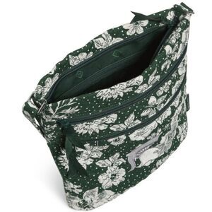 Vera Bradley Rain Garden Dk /Green /White Triple Zip Hipster Crossbody NWT